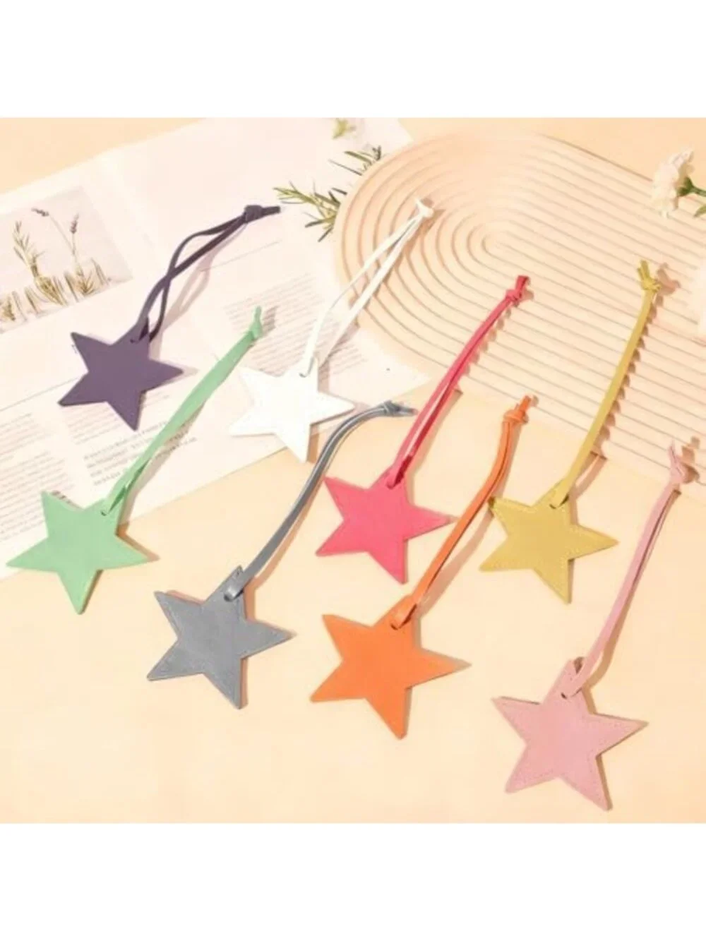9 Colorful Star Leather Charms - Versatile Five-Pointed Keychain & Bag Ornaments